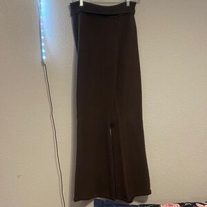 Brown Wide-Leg flared sweater leggings